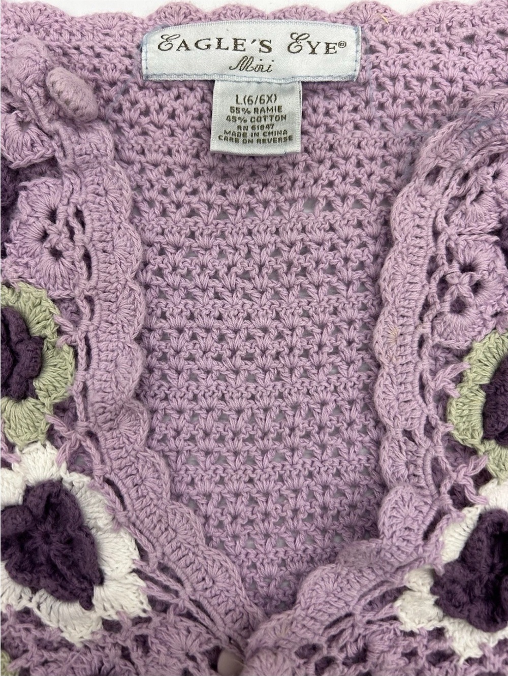 Crochet Sweater Bundle w Oshkosh Tops Girl 6 6X Purple Floral Spring School - Picture 3 of 13